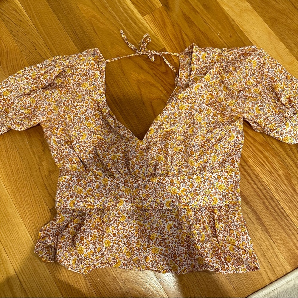 J.Crew Vneck Puff Sleeve Top - Picture 3 of 5